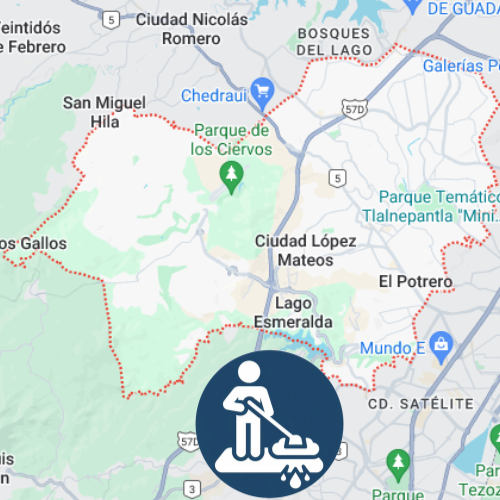 mapa de cobertura de lavado de alfombras a domicilio en Atizapán