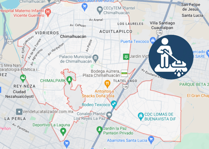 mapa de cobertura de lavado de alfombras a domicilio en Chimalhuacán