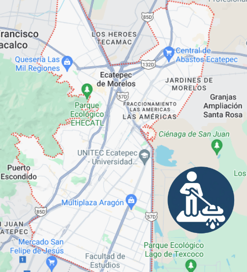 mapa de cobertura de lavado de alfombras a domicilio en Ecatepec