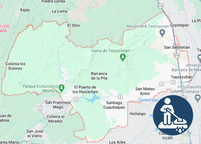 mapa de cobertura de lavado de alfombras a domicilio en Tepotzotlán