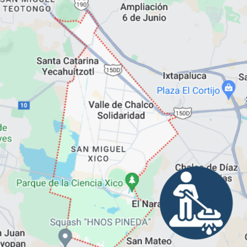 mapa de cobertura de lavado de alfombras a domicilio en Valle de Chalco