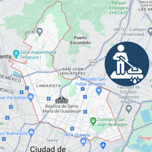 mapa de cobertura de lavado de alfombras a domicilio en Gustavo A Madero